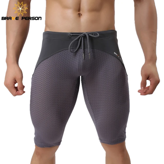 BRAVE PERSON Summer Style Shorts Breathable Mesh Men Tight Beach Shorts Men Multifunction Knee Length Board Shorts Beach Wear 1