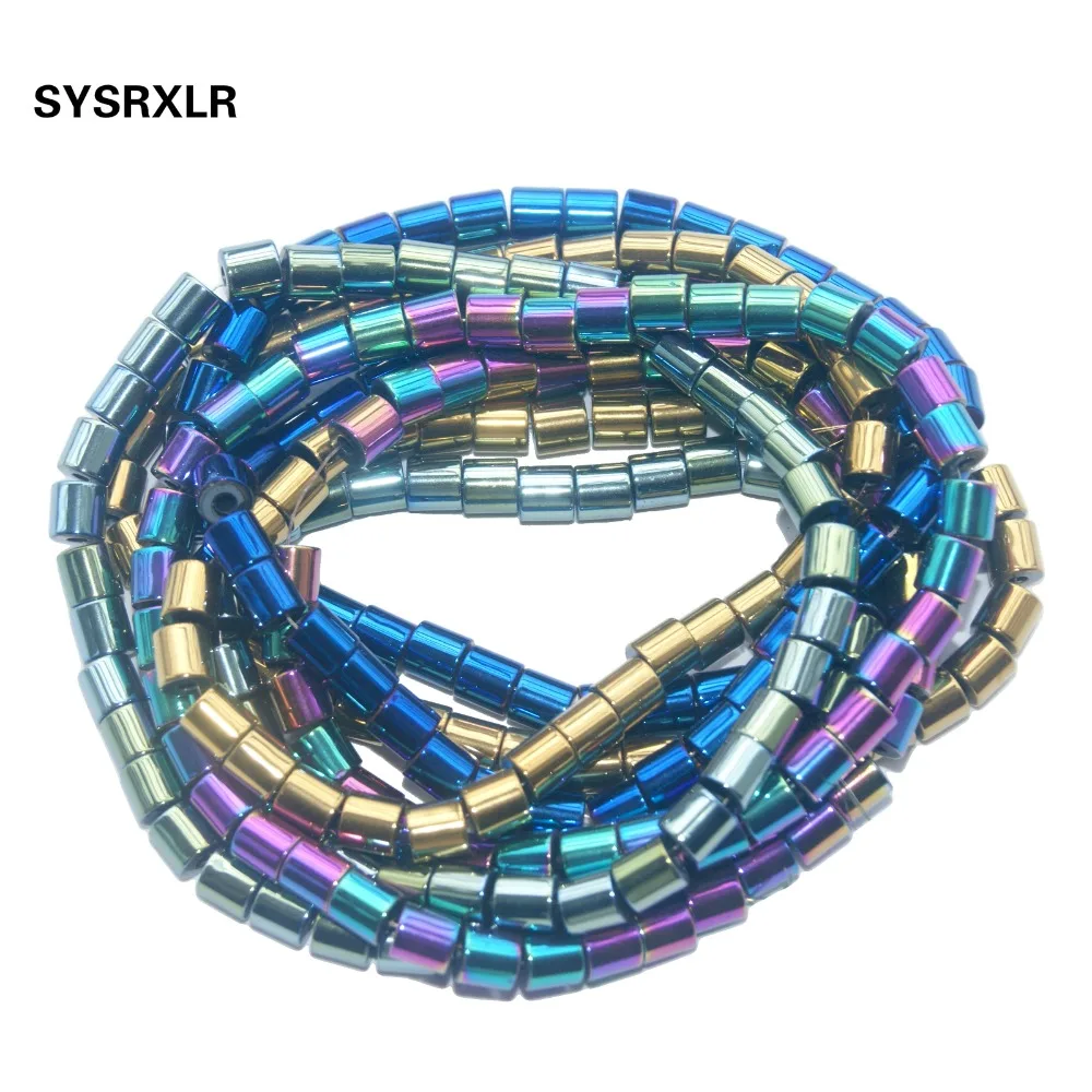 

Free Shipping 6 MM 7 Colors Natural Stone Hematite Tube Loose Spacer Beads For Jewelry Making DIY Bracelet Necklace Strand 15"