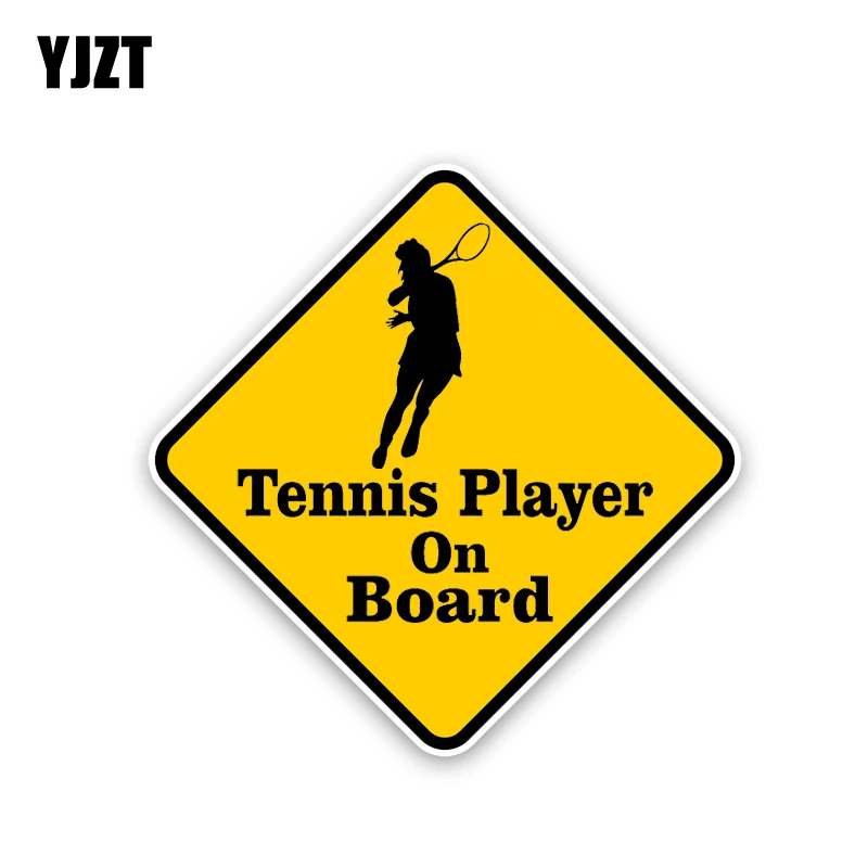 

YJZT 14.2CM*14.2CM Tennis Player On Board PVC Car Sticker Athletic Sports Decal 12-40209