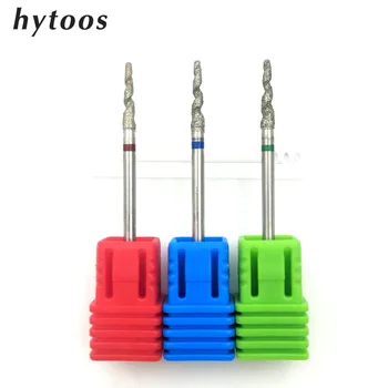 

HYTOOS Spiral Diamond Nail Drill Bit 3/32" Rotary Burr Manicure Cutters Pedicure Tools Electric Drill Accessories Nail Mill
