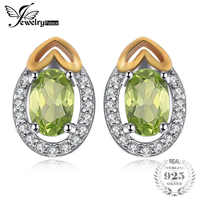 JewelryPalace Luxry 1.13ct Genuine Gemstone Peridot Stud Earrings 925 Sterling S JewelryPalace Luxry 1.13ct Genuine Gemstone Peridot Stud Earrings 925 Sterling S