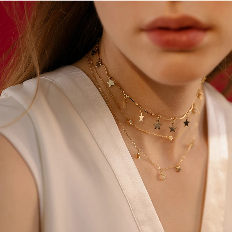 

RscvonM Star choker necklaces & pendants accessories Fine jewelry chain necklace Vintage chocker womens clothing accessories