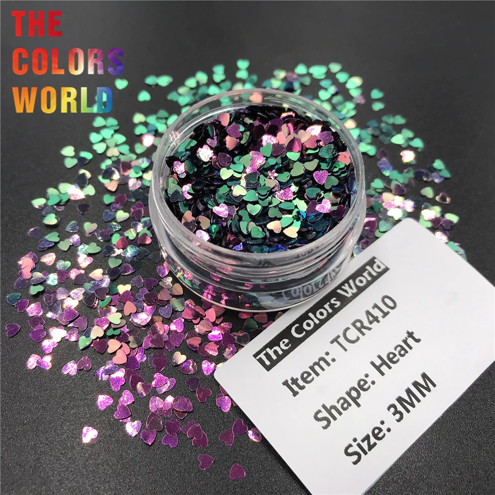 TCT-352 Chameleon Color Heart 3MM Nail Glitter Nail Art Decoration Makeup Tattoo Tumblers Crafts Festival Accessories Supplier