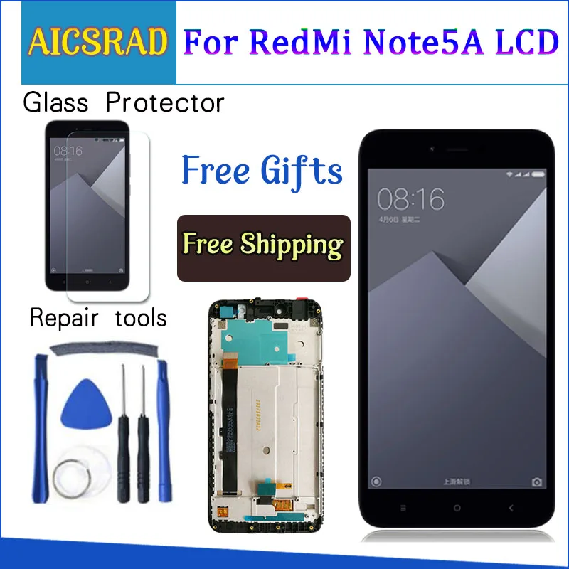 ЖК-дисплей 5 дюйма 720x1080 IPS для XIAOMI Redmi Note 5A сенсорный экран с рамкой Xiaomi Prime LCD Y1 / Lite |