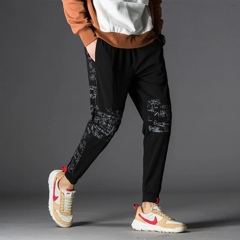 2018 Autumn New Men's Casual Pants Simple Stitching Track Pants Men ...