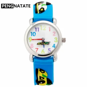 

PENGNATATE Kids Watch Hot Sale 3D Cartoon Watches Blue Strap Children Racer Silicone Bracelet Wrist watches Gifts for Boys Girls