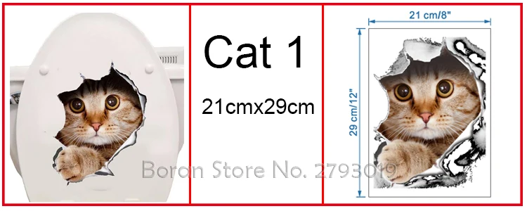 кошек 3D наклейки на стену Туалет Наклейки отверстие просмотра яркие наклейки Ванная комната декор для дома животного виниловые наклейка