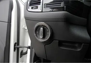 

For Skoda Kodiaq 2017 2018 ABS Matte Chrome/Carbon fiber color plastic Car Front Head Light switch button Frame Cover Trim 1pcs