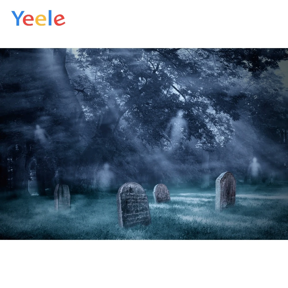 

Yeele Happy Halloween Photography Backgrounds Tombstone Night Photocall Custom Vinyl Photographic Backdrops For Photo Studio
