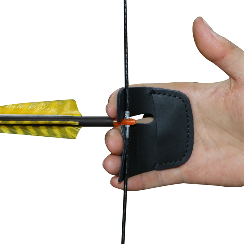 Black cow skin leather archery finger guard 1 pc finger tap archery