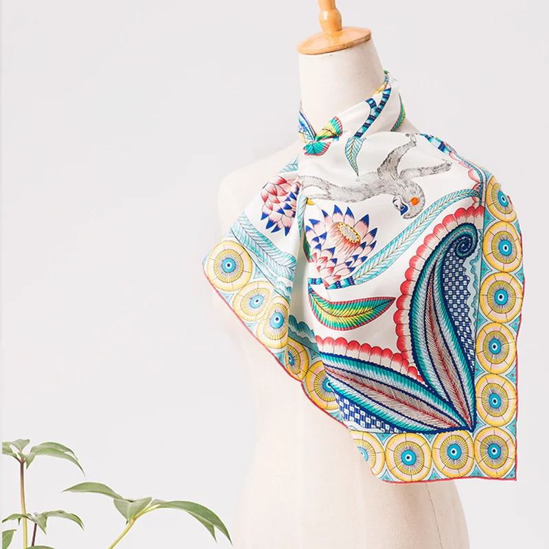

Ladies Silk Scarf Shawl 50*50cm Female Elegent Square Scarves Wraps Spring Summer Ladies Head Large Hijab Scarfs Sunshade