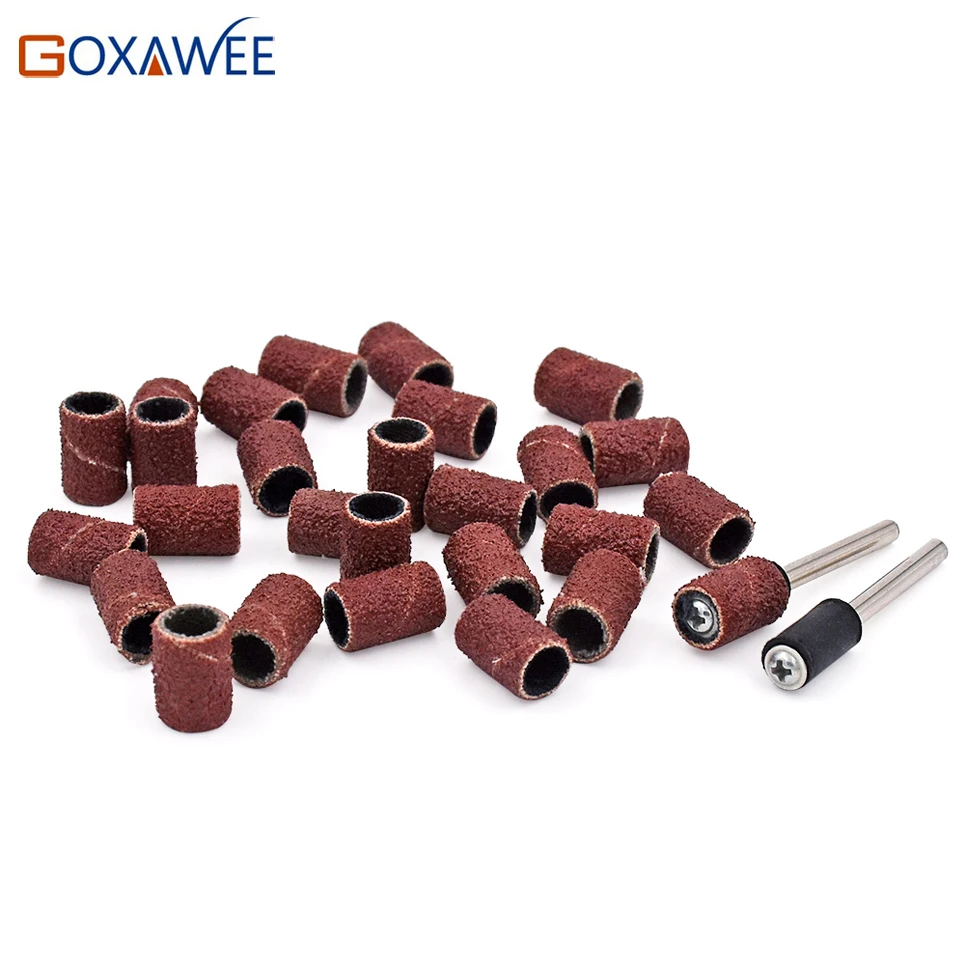 GOXAWEE 50pcs Nail Art Sanding Bands Drum Sanding Kit 14 For Dremel Rotary Tool Nail Drill Bits Abrasive Tools  Grit 80# 240#2