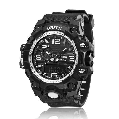 Топ продаж OHSEN брендовые модные цифровые спортивные часы мужские кварцевые наручные часы с резиновым ремешком Белые Водонепроницаемые ЖК-часы мужские ручные часы - Цвет: White