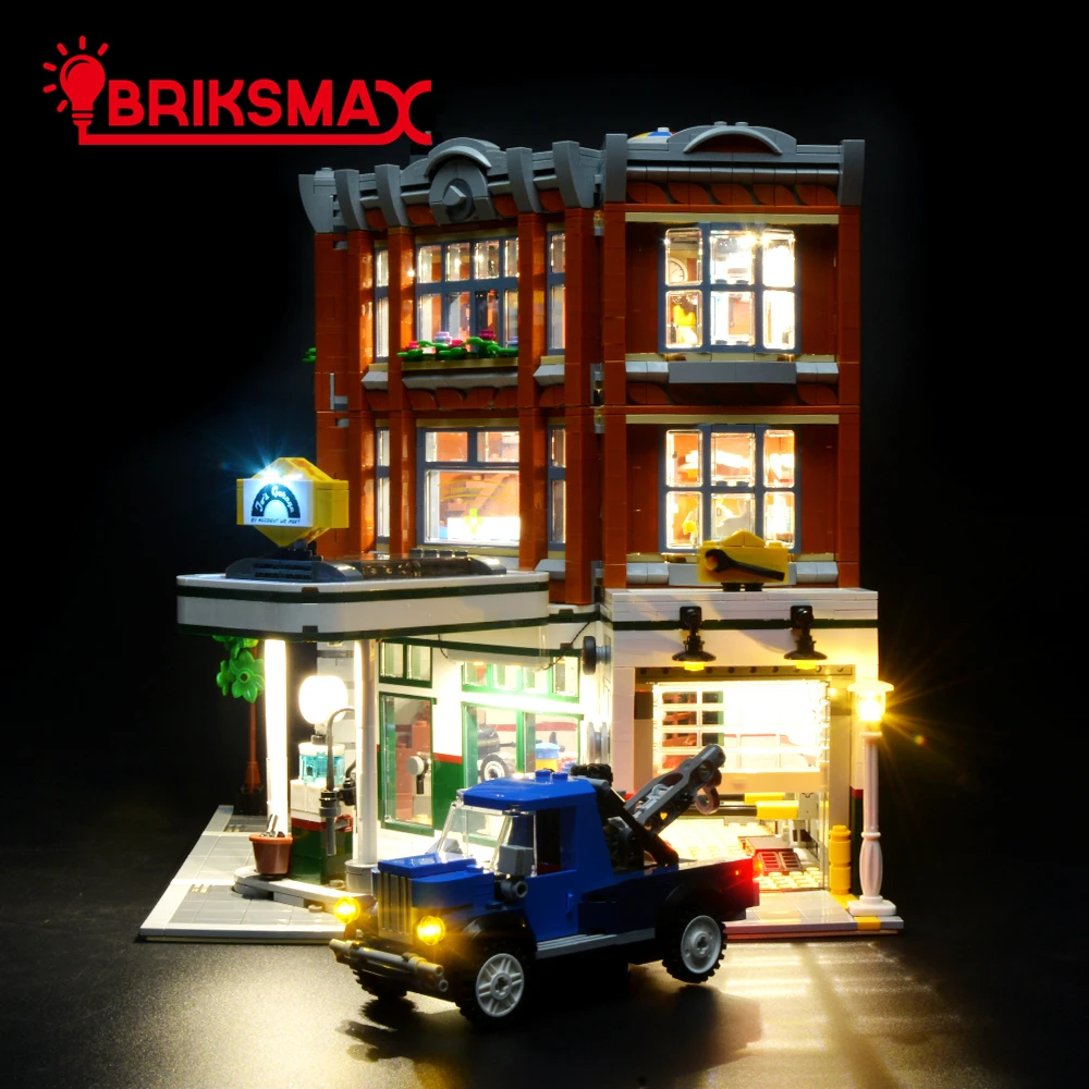 BriksMax со светодиодной подсветкой комплект для углу гараж ремонт станции строительные блоки модель света набор совместим с 10264 и 15042