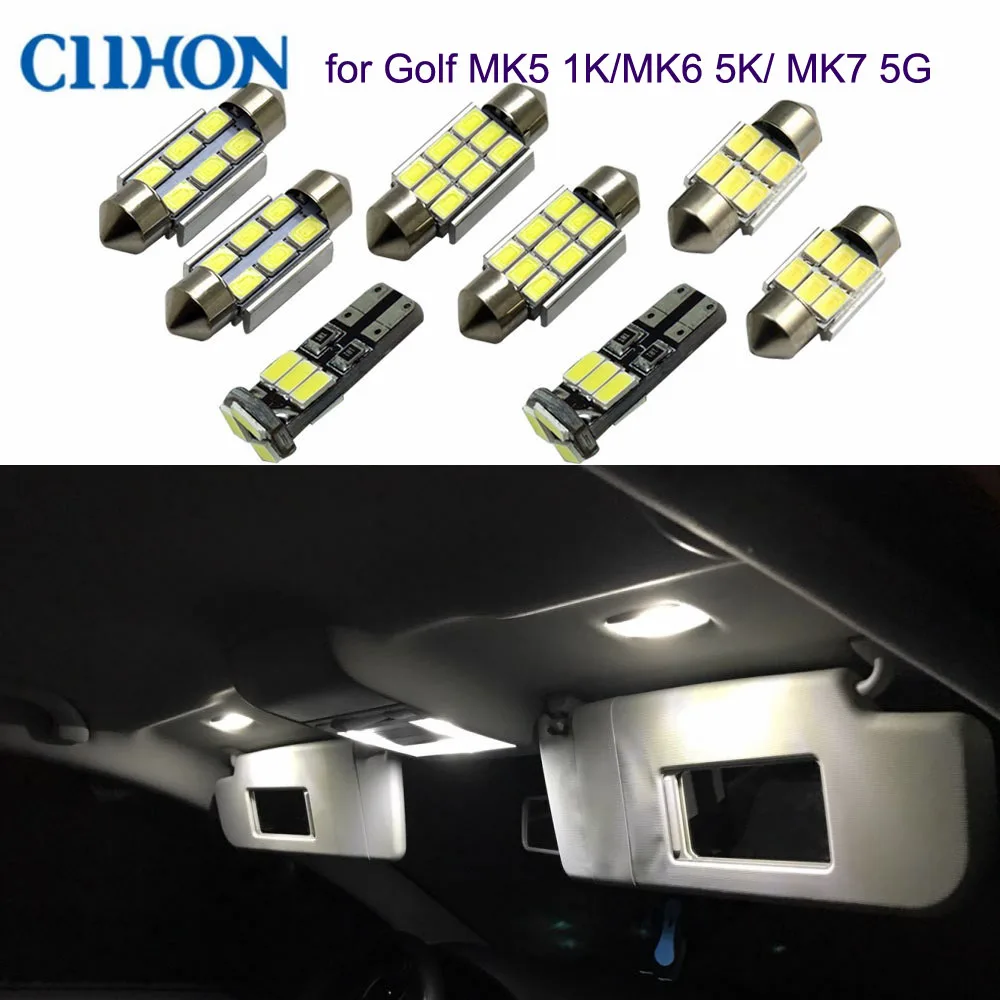 Us 14 22 21 Off Ciihon 7pcs Car Led Lights For Vw Golf Mk5 Mk6 Mk7 White Auto Interior Light Bulbs For Volkswagen Golf 1k 5k 5g Reading Lights In