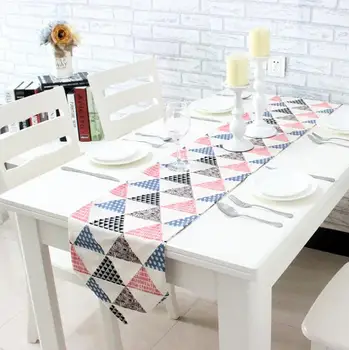 

Simple modern geometric dining table runner placemats upscale cotton fabric coffee table flag bed runner