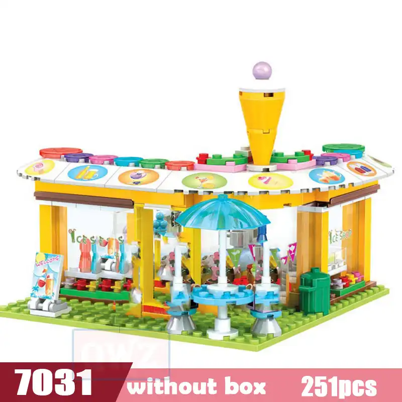 Qwz Freunde Serie Legoes Bausteine Die Stadt Park Cafe Pirate Schiff Riesenrad Mädchen Ziegel Spielzeug Kinder Geschenke