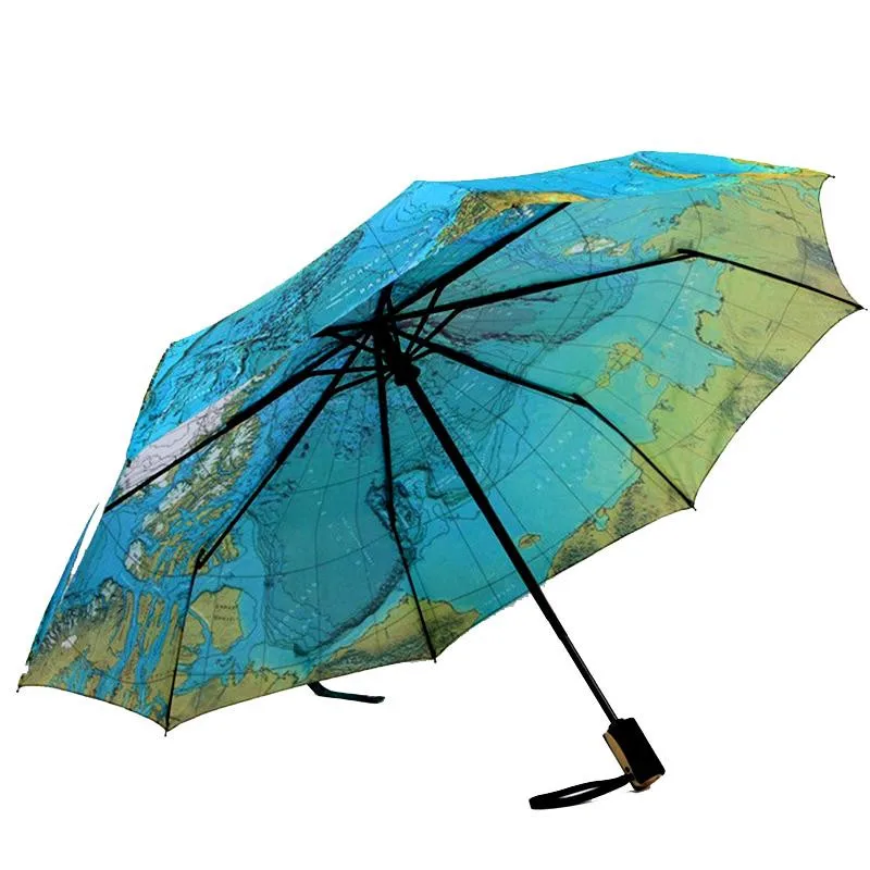 

House Scenery Fully-automatic Map Umbrella Autumn And Winter Travel Folding Weather Sun Ultra-light Umbrella