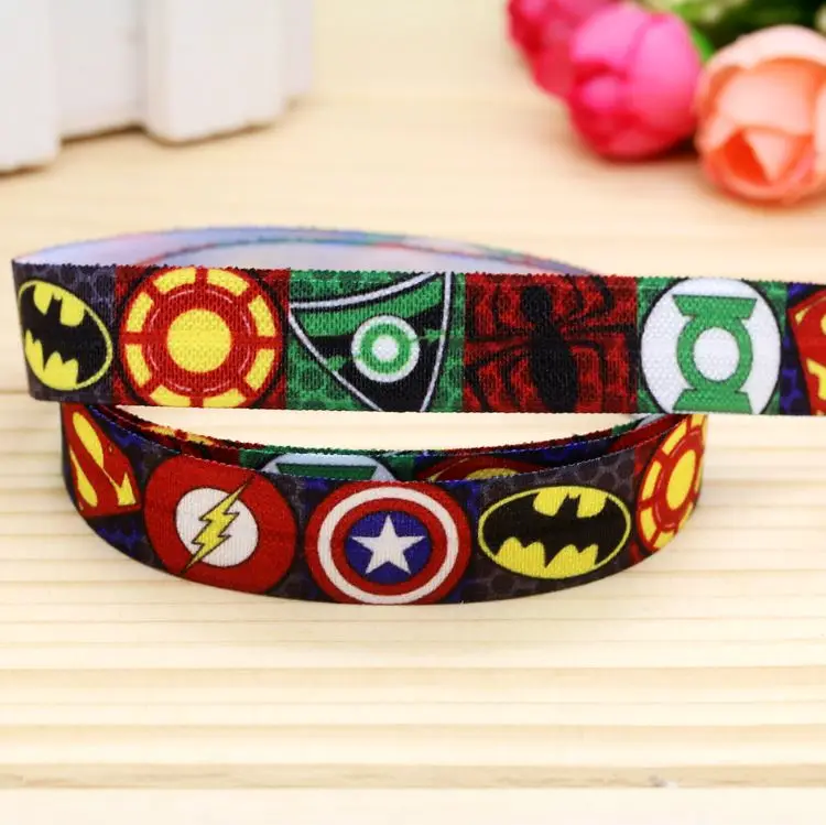 

DHK 5/8'' 5yards Fold Elastic FOE hero printed headband headwear hairband diy decoration OEM Wholesale C481