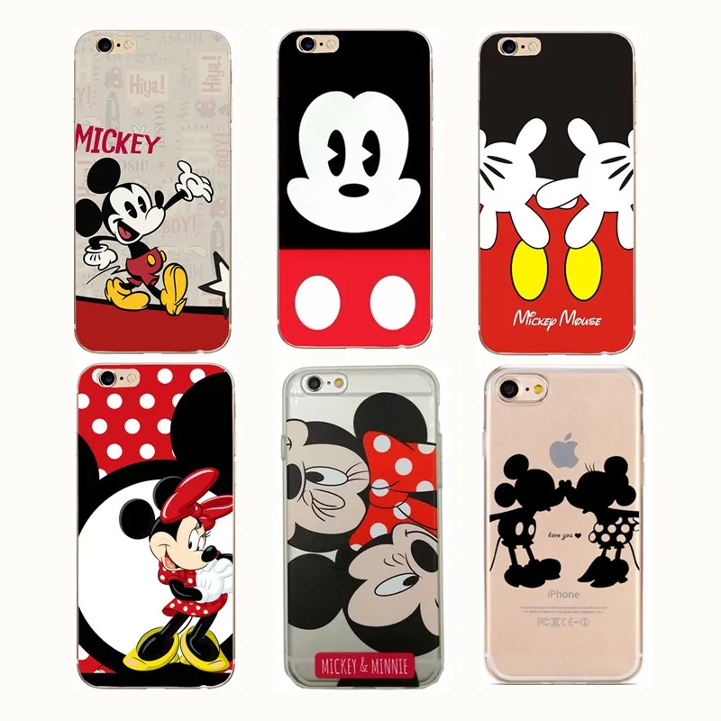 Mickey Phone Case For iPhone 7 6S Soft TPU Back Cover 6 8 X Plus 5 5S SE Fashion Cartoon Silicone Coque |