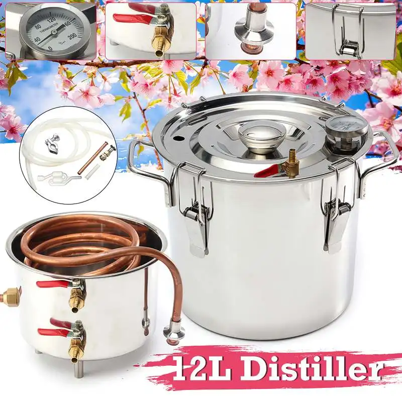 

Multi-functional 12L DIY Home Distiller Moonshine Alcohol Stainless Copper Water Wine Essential Oil Brewing Kit