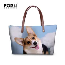 FORUDESIGNS/Новые модные женские сумки милые животные корги Дизайн Tote сумки на плечо для женщин Высокое качество Сумка Bolsa