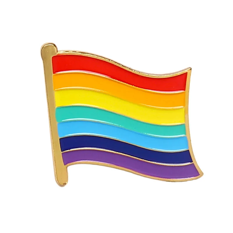 LGBT дизайнерская Радужная брошь на булавке, креативная, сердце, палец, флаг, радуга, Металлическая Булавка для геев, лесбиянок, прайд, значок на лацкане, ювелирное изделие, подарок - Окраска металла: flag