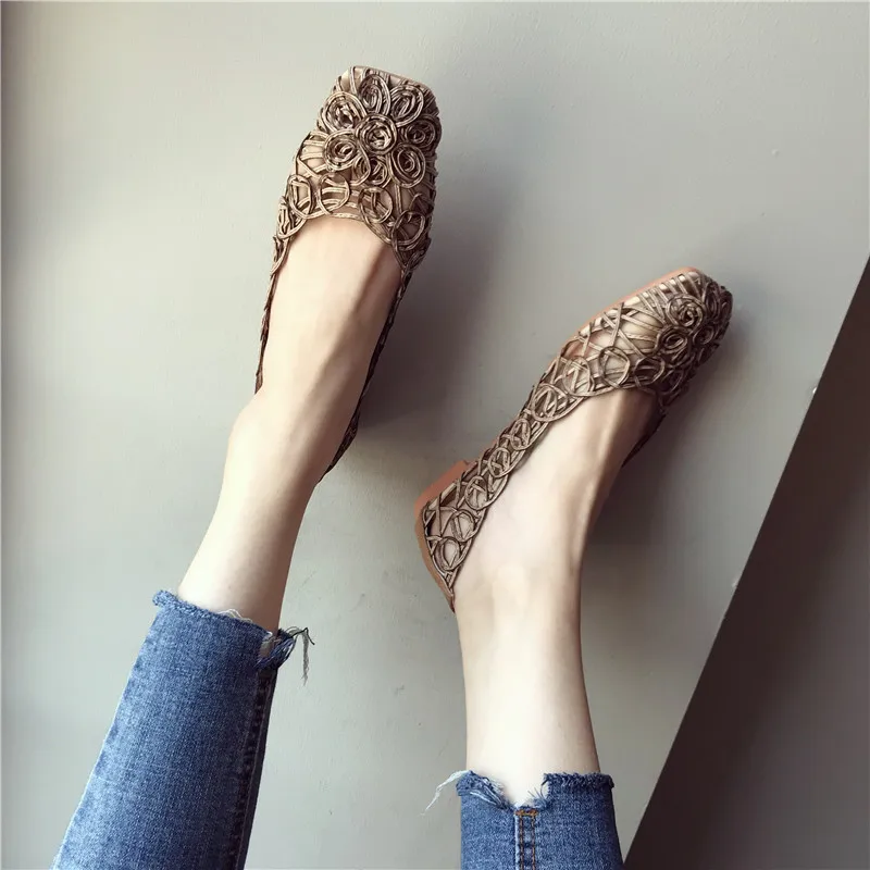 verão feminino sexy flor sapatos casuais suqare