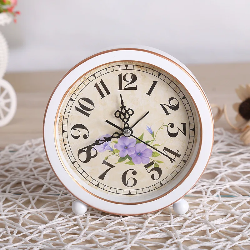 

TUDA Free Shipping 6inch Vintage European Style Alarm Clock Exquisite Metal Alarm Clock Creative Mute Quartz Alarm Clock