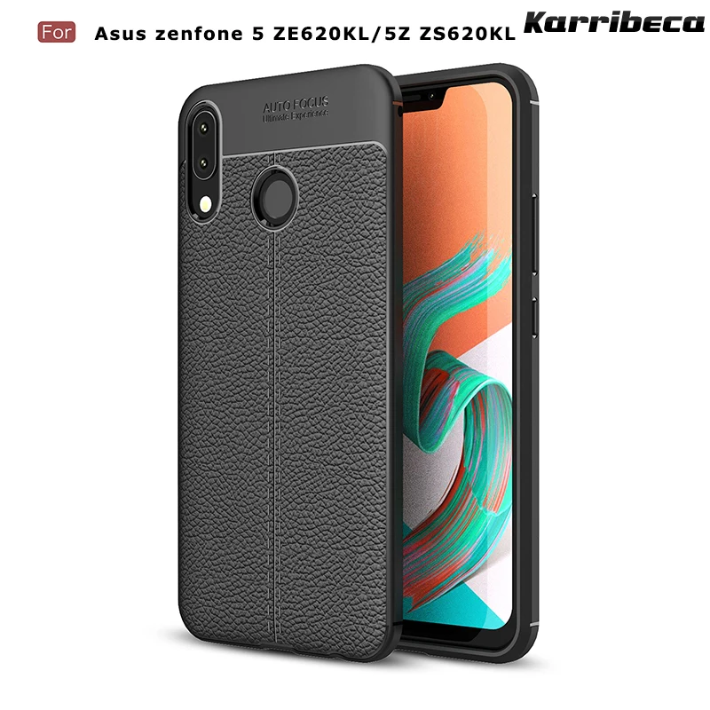 

Litchi silicone case carcasa for Asus Zenfone 5 ze620kl funda hoesje lychee leather tpu cover 5z zs620kl coque etui kryt tok