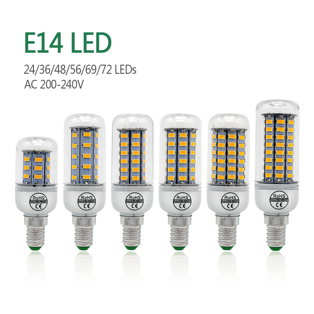 1 шт. светодиодный ная лампа E27 E14 B22 G9 GU10 светильник 220V SMD 5730 люстра прожектор 36 48 56 69