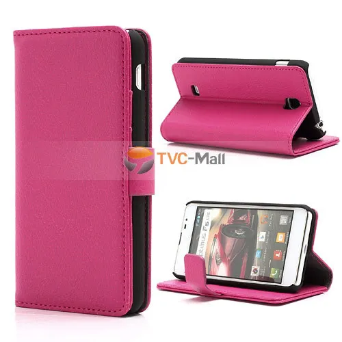 for LG Optimus F5 P875 Rose Genuine Leather Litchi Wallet Cover CASE Free Shipping |