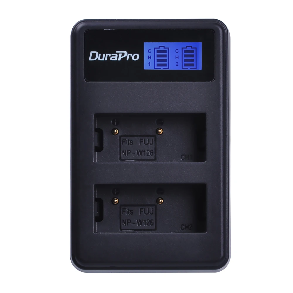 Двойное зарядное устройство DuraPro NP-W126 NP W126 NPW126 с ЖК-дисплеем USB для FijiFilm AX-1 AX-2 |