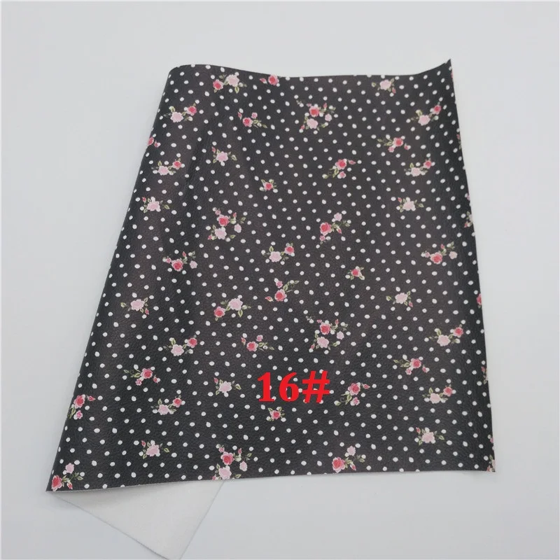 Glitterwishcome 21X29 см А4 Размер искусственная кожа ткань, цветы точки напечатаны Синтетическая кожа ткань листы для бантов, GM438A - Цвет: 16