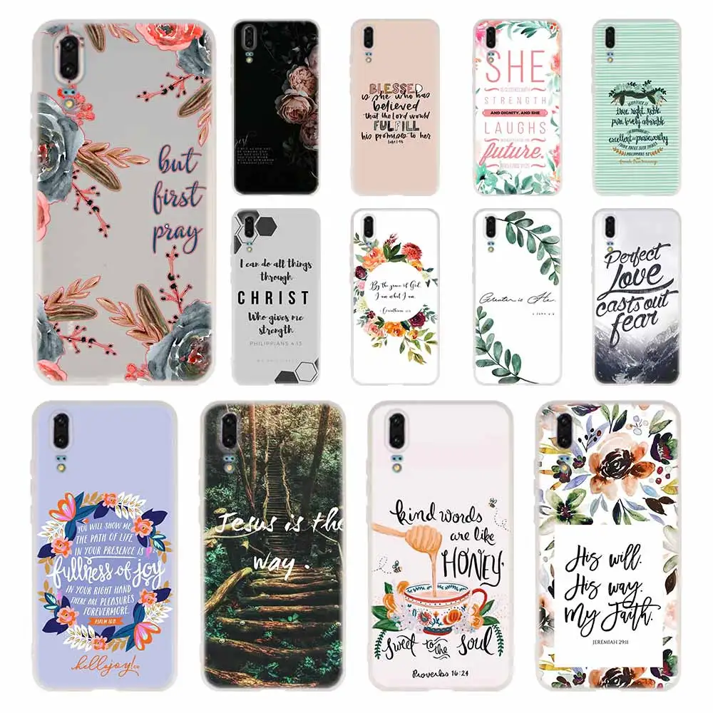 

Bible verse Philippians Phone Case For Huawei P8 P9 Lite 2017 P10 P20 P30 Lite Plus Pro P Smart 2019 Cover Soft Cover