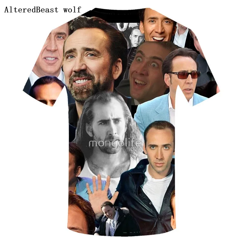 Nicholas Cage, забавная Мужская футболка с 3d принтом, новая летняя Мужская модная футболка, Повседневная Свободная футболка с коротким рукавом и круглым вырезом