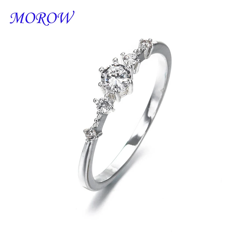 

MOROW New Woman Silver Color Rings Mujer Engagement Wedding Luxury Simple Rings for Femme Birthday Party Gift Jewelry Size6-10