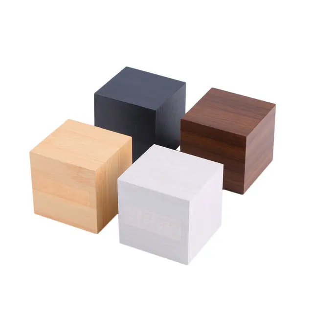 Wooden Square Led Alarm Clock Desktop Digital Thermometer Wood Usb Wooden Square Led Alarm Clock Desktop Digital Thermometer Wood Usb Aaa Date Display Touch Enabled Modern Portable