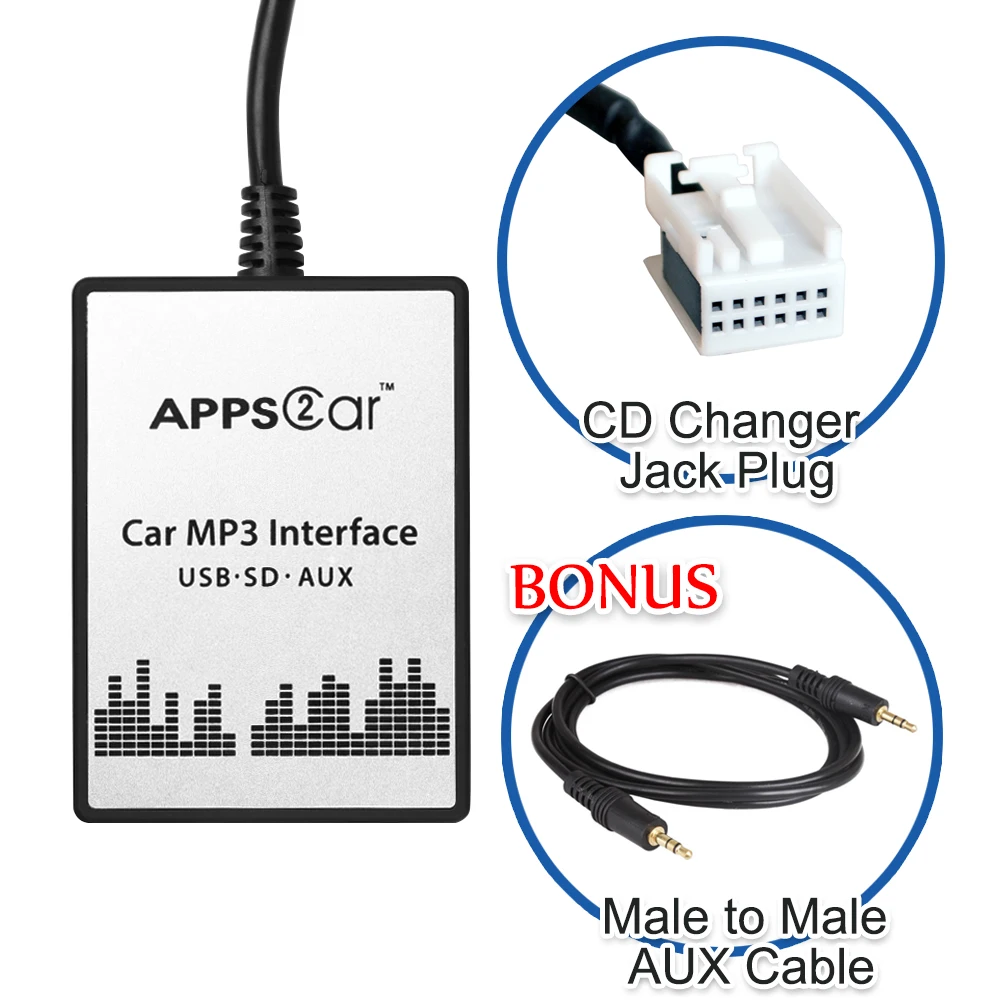 

Car USB SD AUX Adapter Digital Music Changer Mp3 Converter for Citroen Berlingo B9 2005(fits Select OEM Radios)
