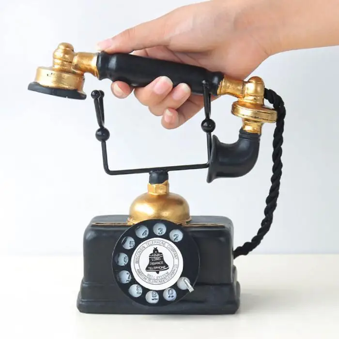 High Vintage Telephone Statue Antique Shabby Old Phone Figurine Home Decor UEJ