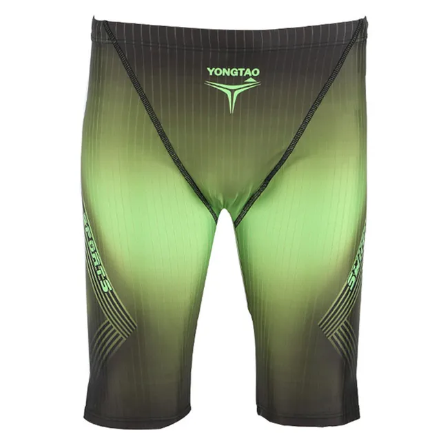 Men`s Professional Athletes Compression Rapid Swim Trunks Splice Quick Dry Jammer Swimsuit in