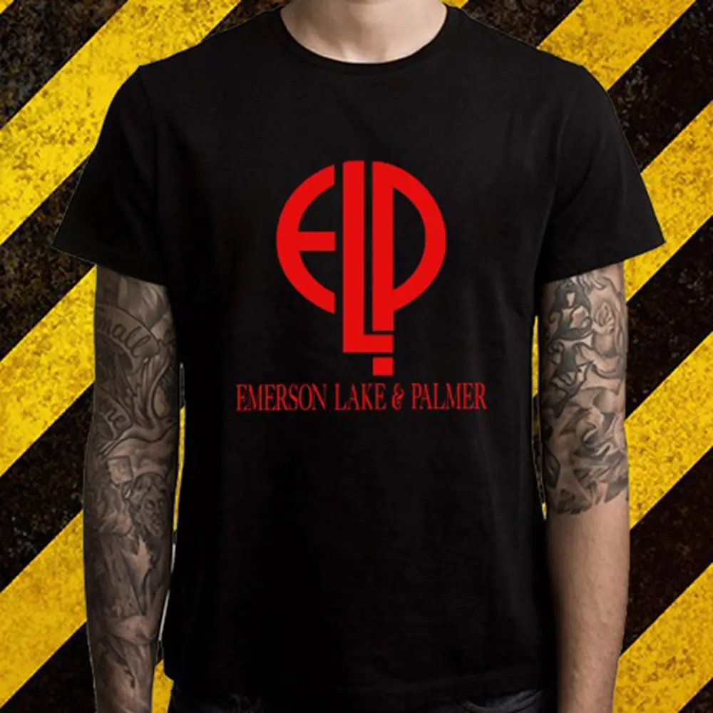 

ELP Emerson Lake Palmer Band Logo Music Album Men's Black T-Shirt Size S-3XL Fashion T Shirt Hipster Cool Tops Tee