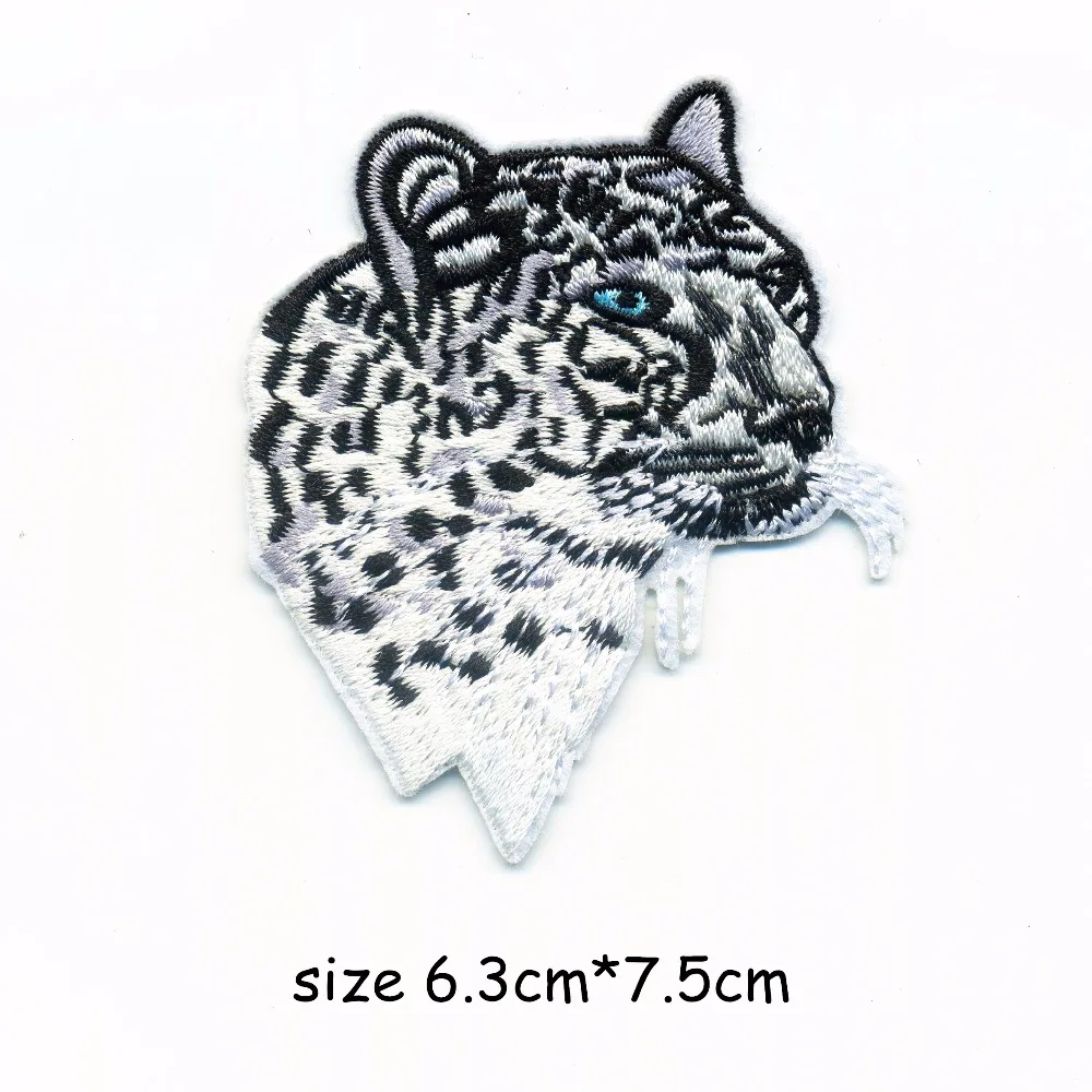 Animal Snow Leopard Eco friendly Embroidery Patch for Iron on Clothing