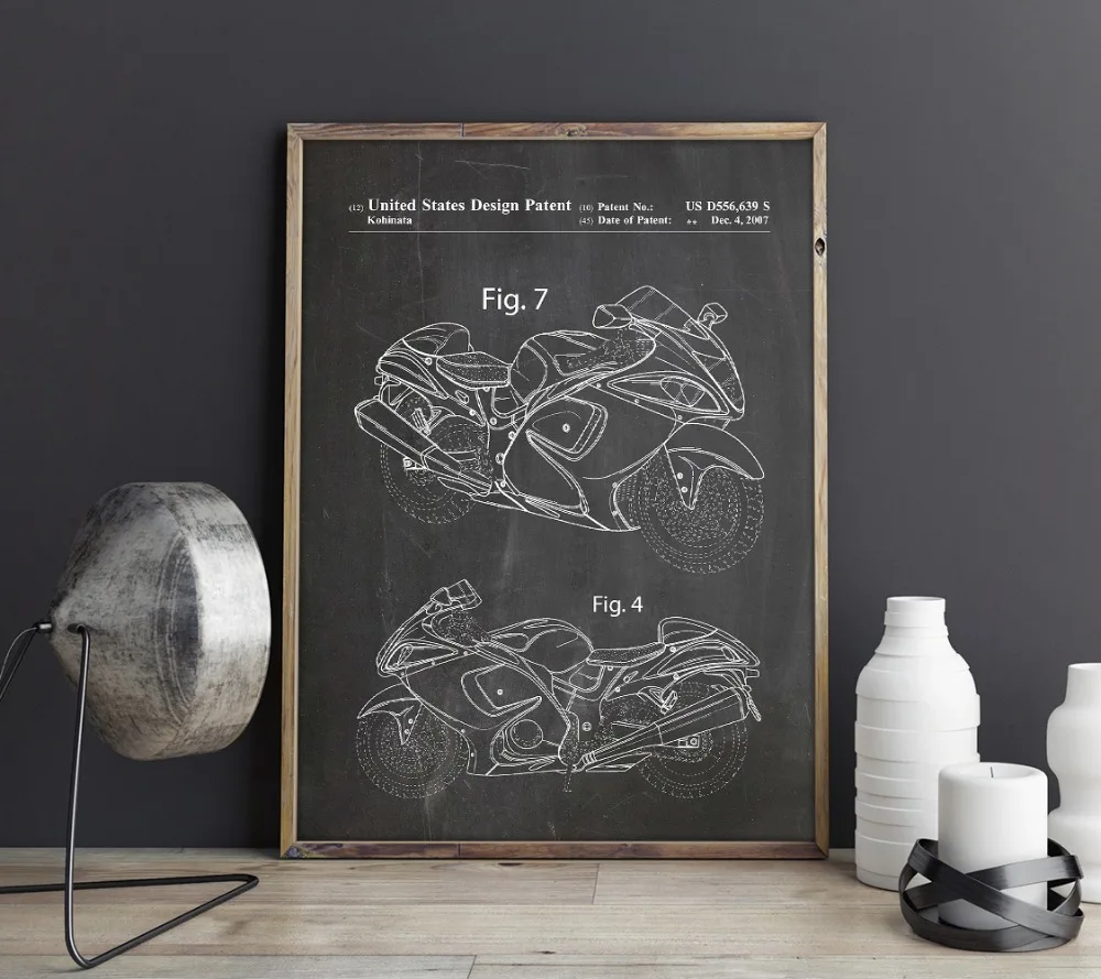 Патент на мотоцикл, произведение искусства, Dirt Bike для Suzuki wall art, плакаты, декор комнаты, печать, схема, идея подарка, украшения стен