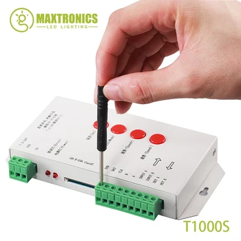 

Best price T1000S SD Card WS2801 WS2811 WS2812B LPD6803 LED 2048 Pixels Controller DC5~24V T-1000S RGB Controller Free shipping