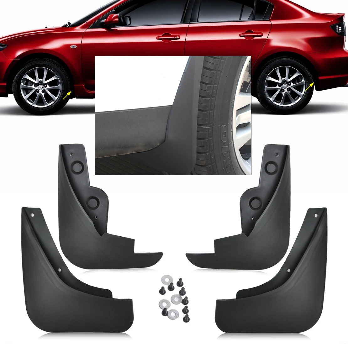 DWCX 4pcs Mud Flap Flaps Splash Guards Fender Mudguard For font b Mazda b font 3