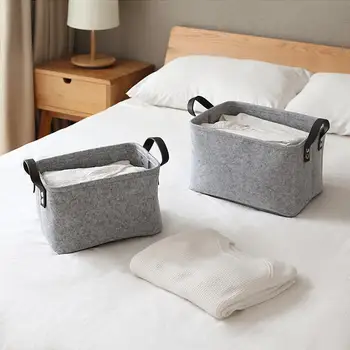 

Wool Felt Storage Baskets Book Foldable Laundry Basket Swimming Beach Clothes Basket Toy Holder Clothes Storage Bag