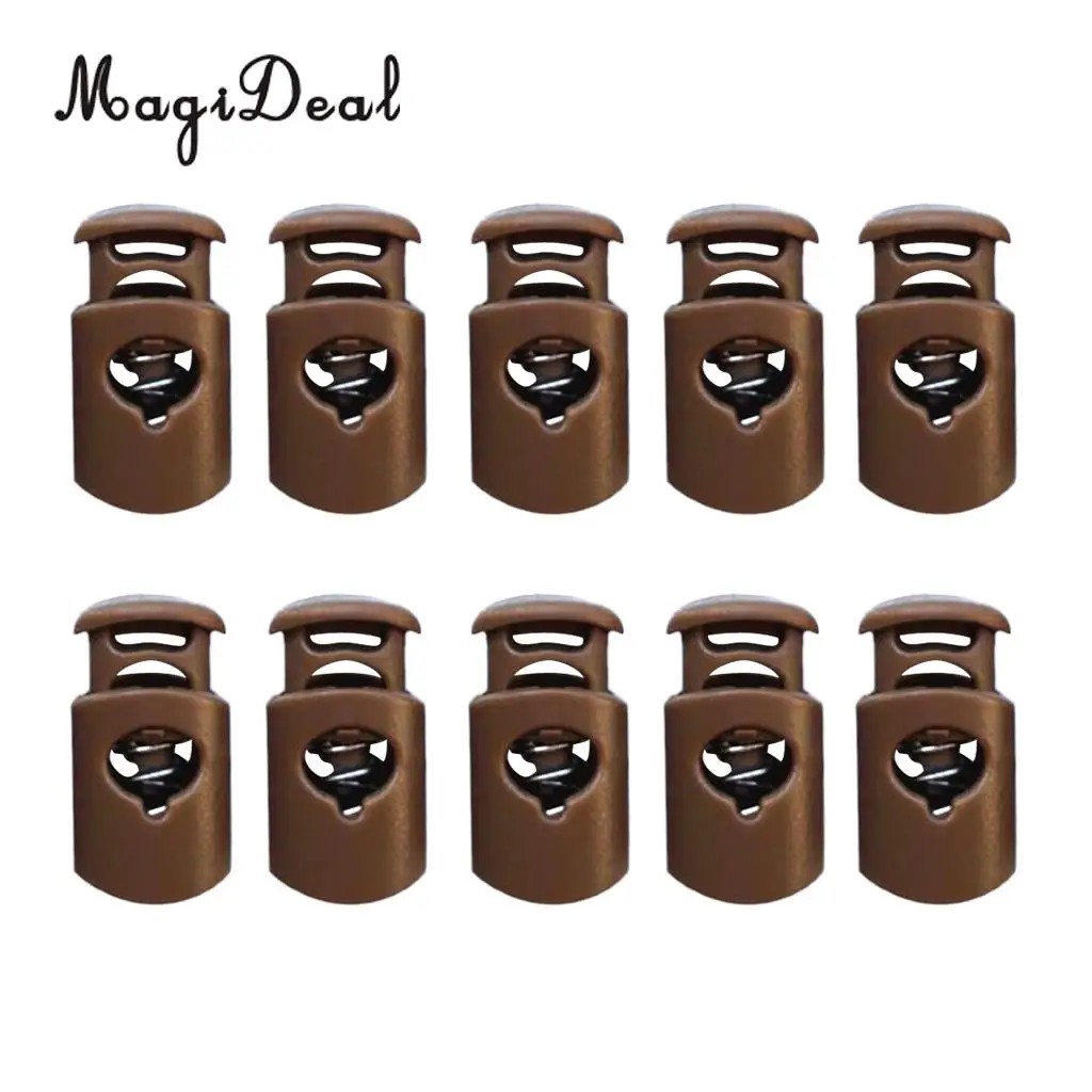 MagiDeal Pack 10 Single Hole Elastic Shock Cord Bungee Rope Barrel Stopper Lock End Toggle Buckles with Metal Spring