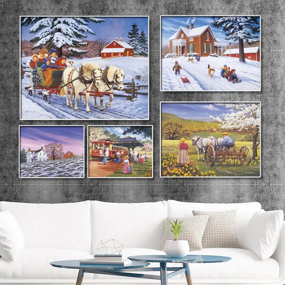 

Home Decoration Print Canvas Wall Art Picture Poster Paintings Horizontal Tennessee Village Oil Unframed Drawings Bedroom