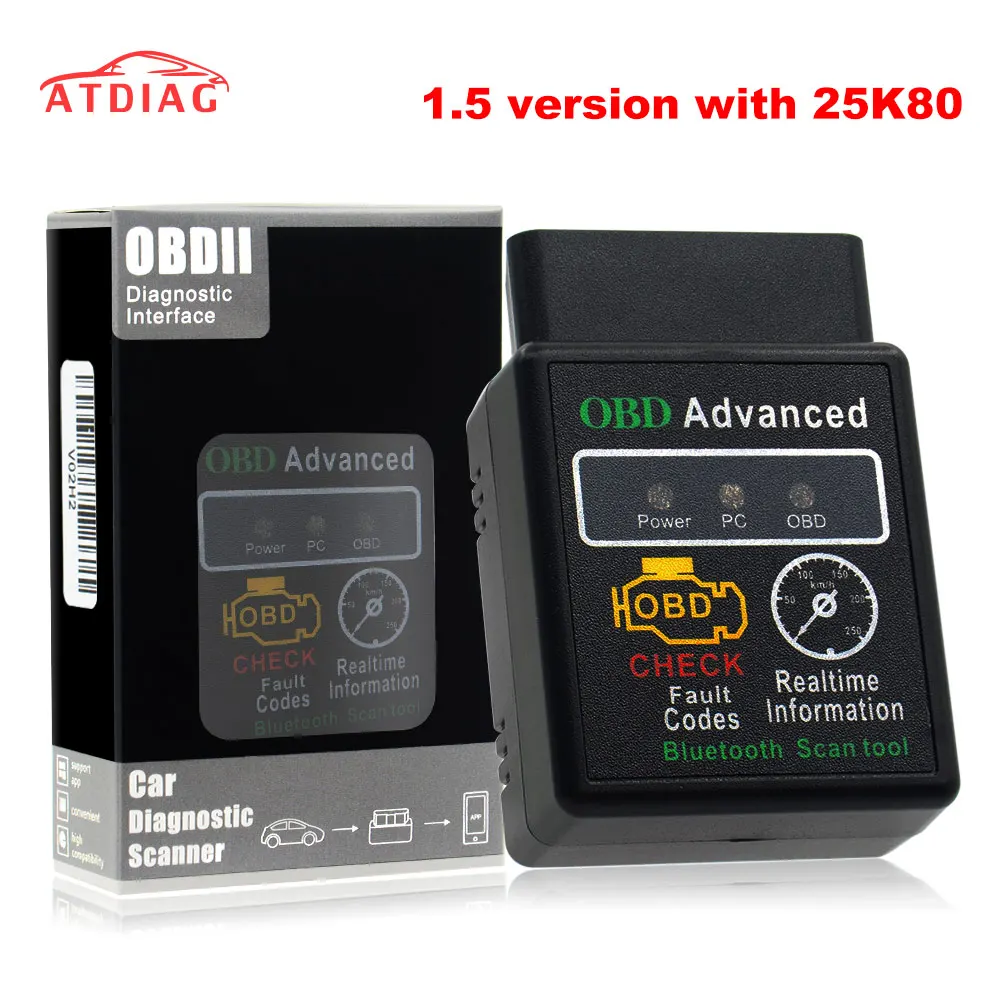 ELM 327 HHOBD OBD2 V1.5 25k80 V2.1 Car Diagnostic-tool Scanner ELM327 Bluetooth Interface Support All OBDII OBD Protocols automotive battery charger Code Readers & Scanning Tools